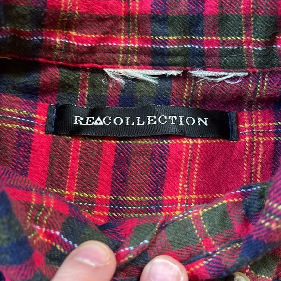 Re Collection Elastic Waist Flannel Shirt Size XS/S - Picture 8 of 13